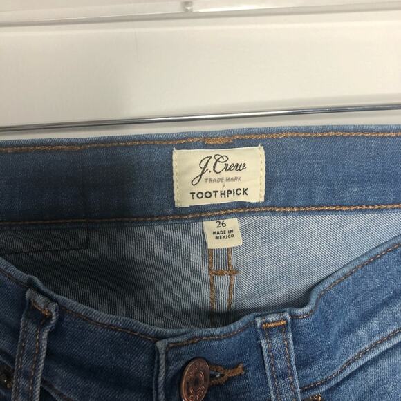 J. Crew Toothpick Skinny Distressed Raw Hem Jeans - Picture 4 of 10